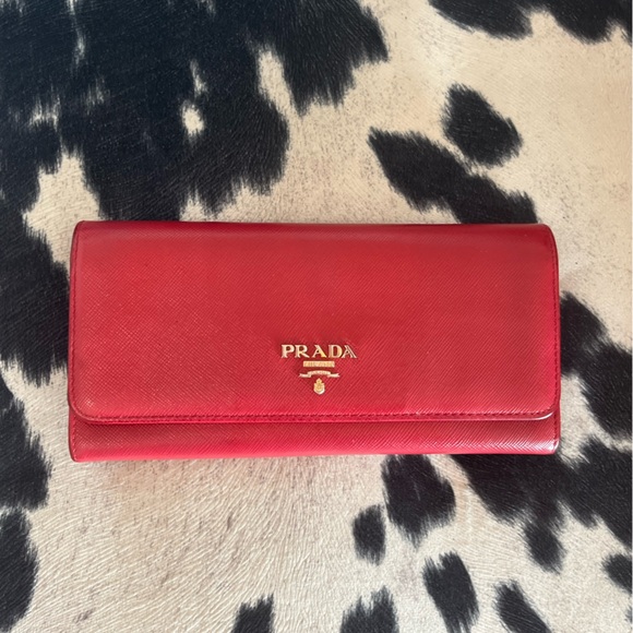 Prada Red & Pink Leather Long Wallet - Picture 1 of 13